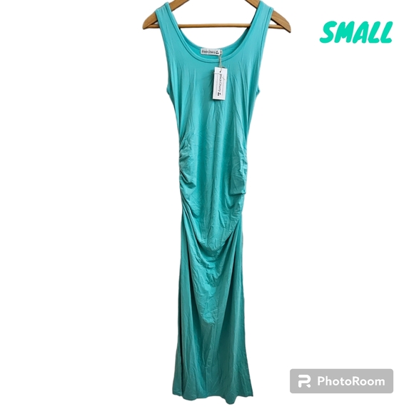 New Black Cherry Maxi Maternity Dress Turquoise Sleeveless Women Small Bodycon - Picture 2 of 6